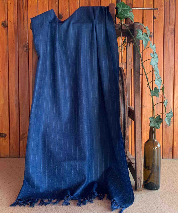 Dark blue handloom merino wool stole