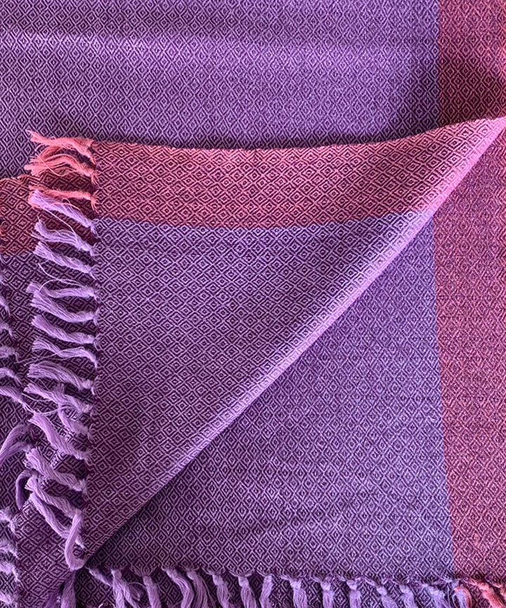 Lilac and ash of rose handwoven wool shawl
