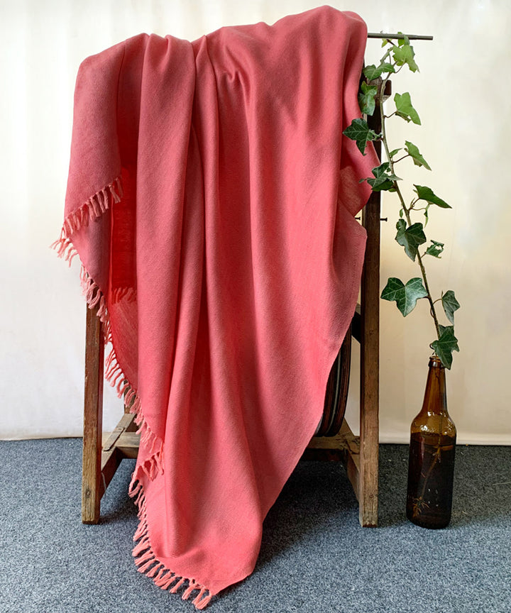 Baby pink handwoven wool shawl