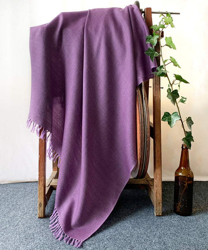 Purple and lilac handwoven wool shawl