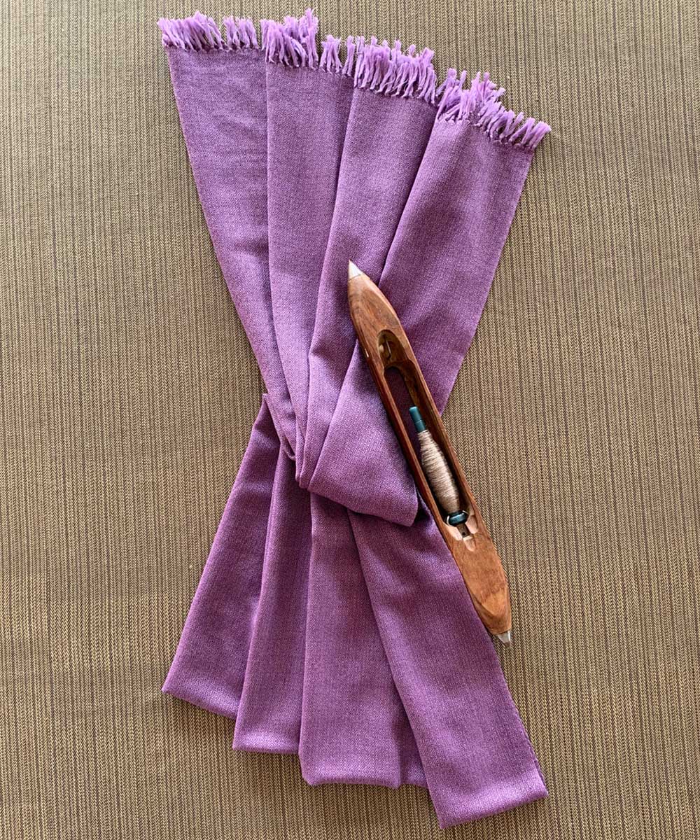 Purple and lilac handwoven wool shawl