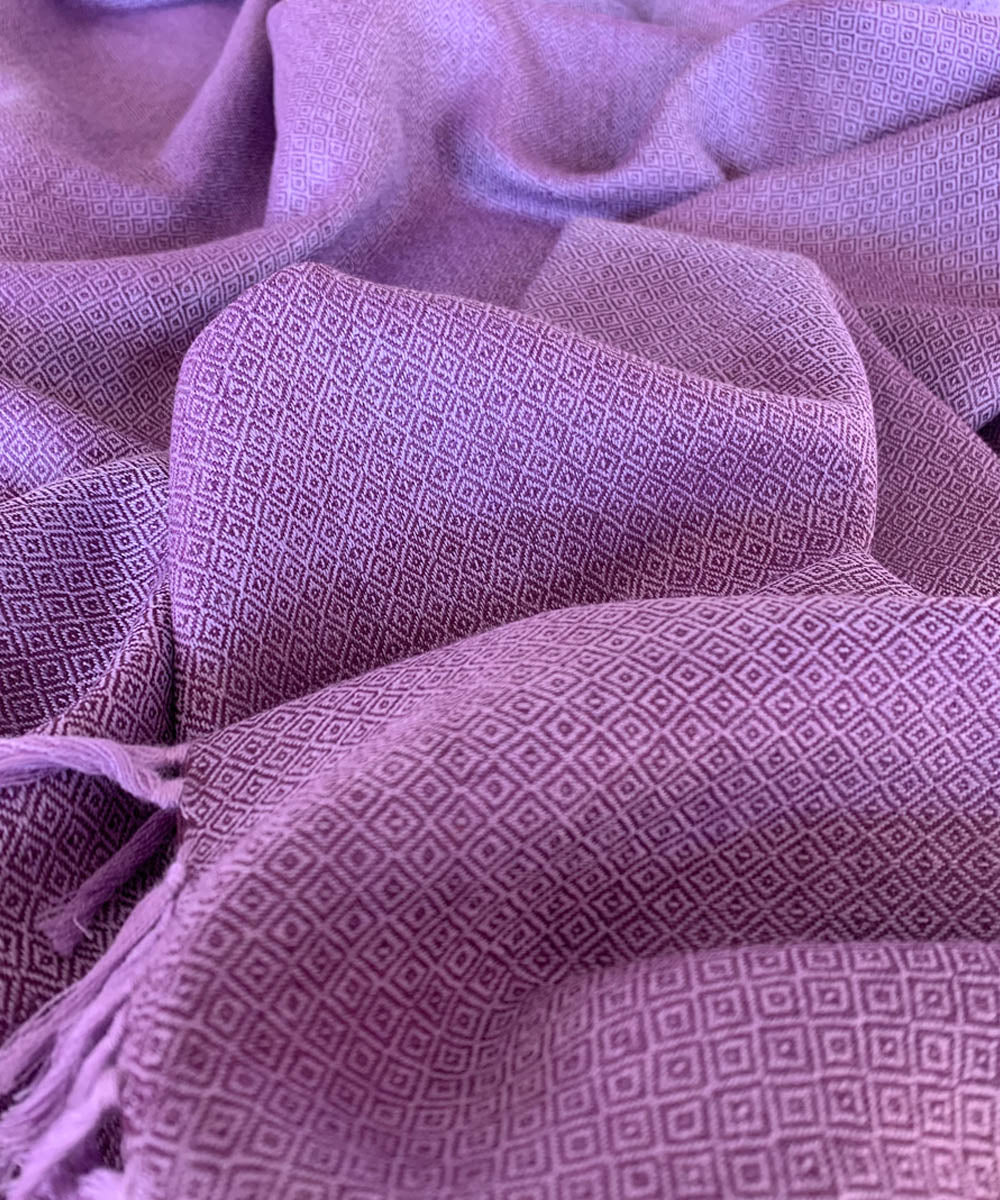 Purple and lilac handwoven wool shawl