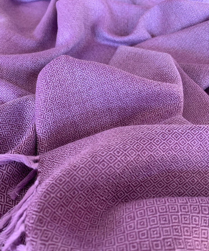 Purple and lilac handwoven wool shawl