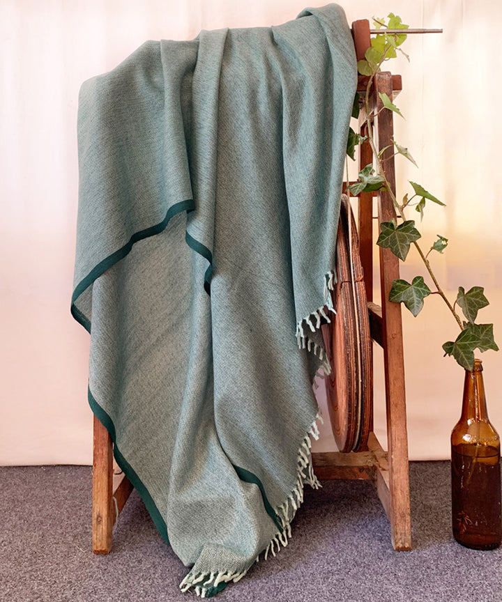 Pale aqua handwoven wool shawl