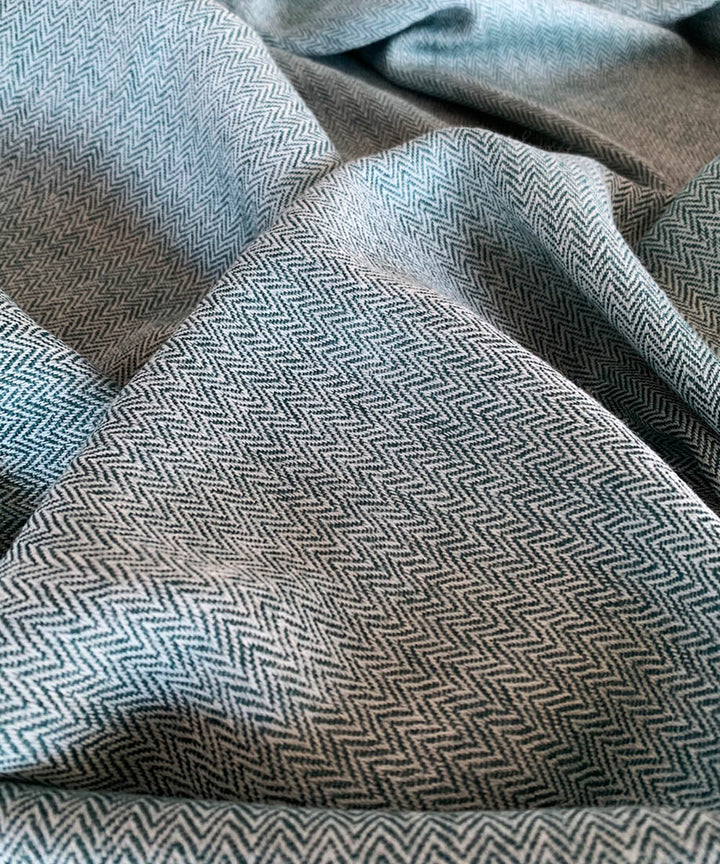 Pale aqua handwoven wool shawl