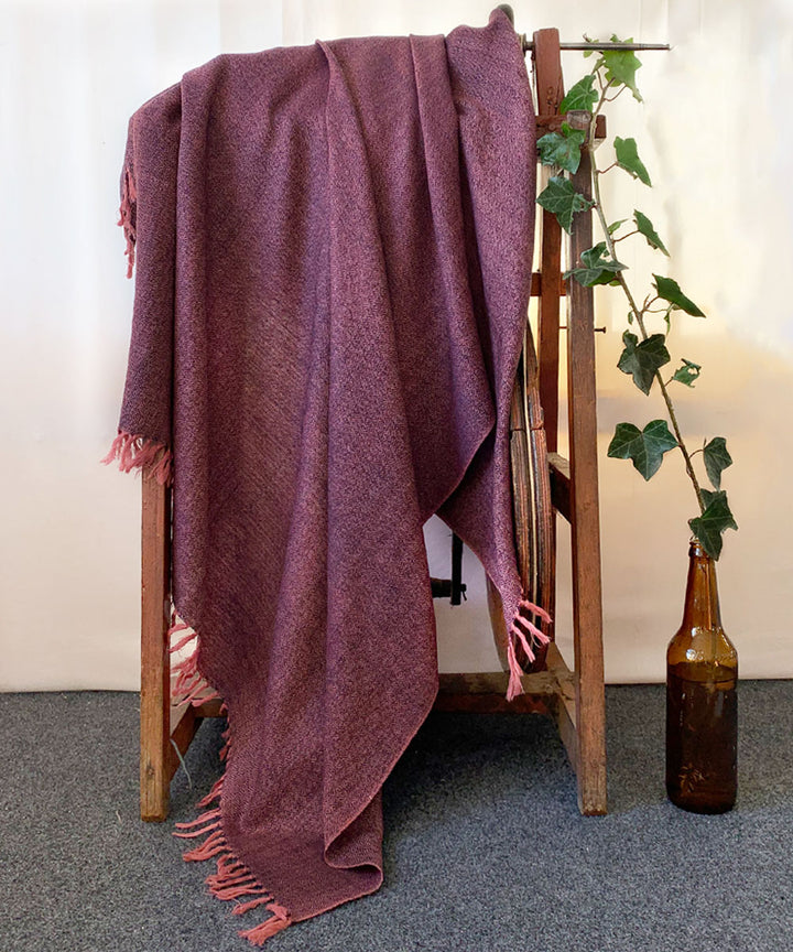 Mauve handwoven wool shawl