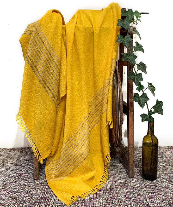 Yellow handwoven wool shawl
