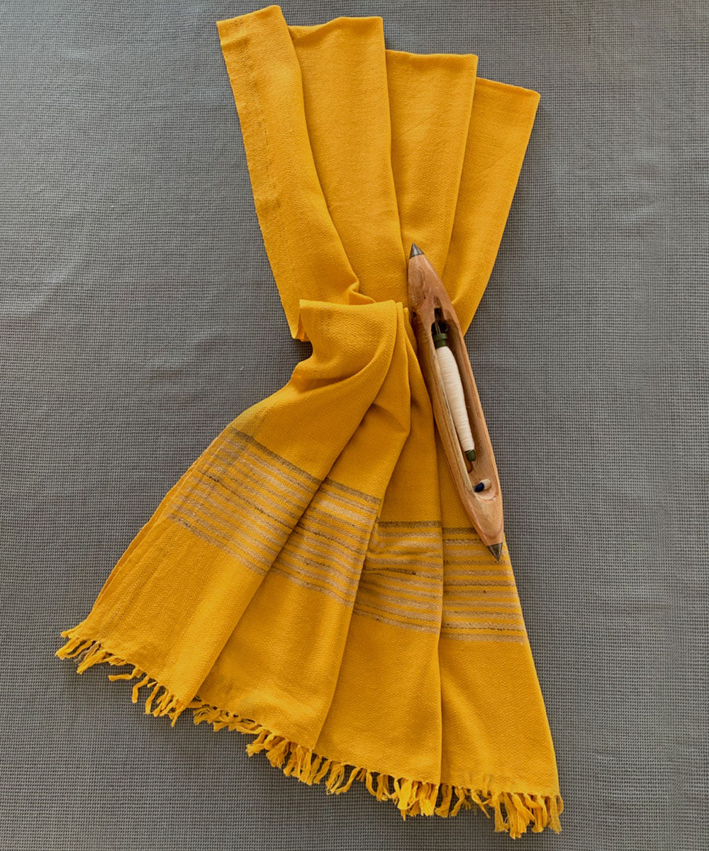Yellow handwoven wool shawl
