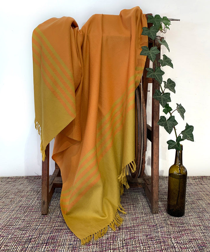 Orange and mustard handwoven wool shawl
