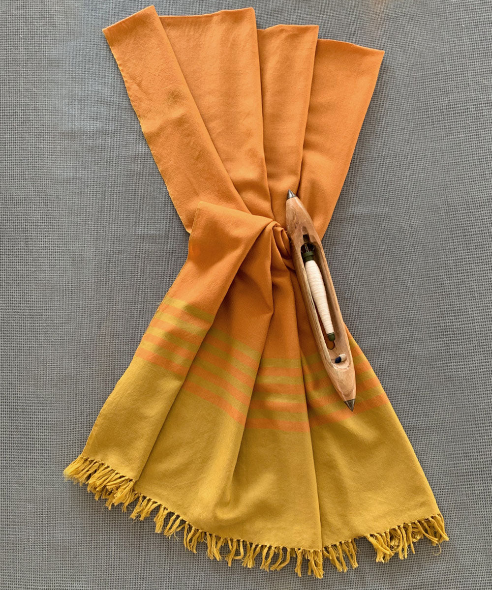 Orange and mustard handwoven wool shawl