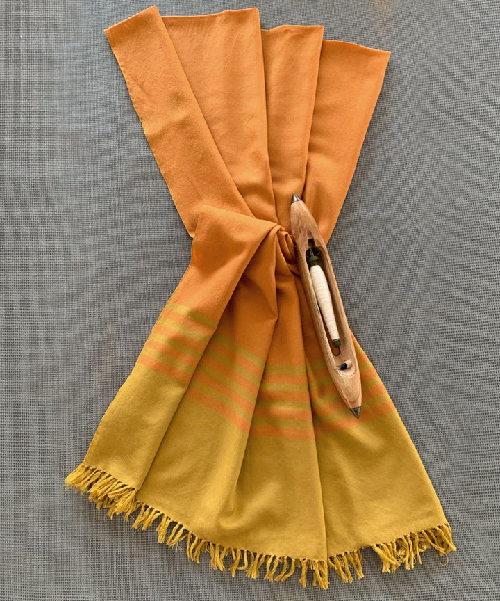 Orange and mustard handwoven wool shawl