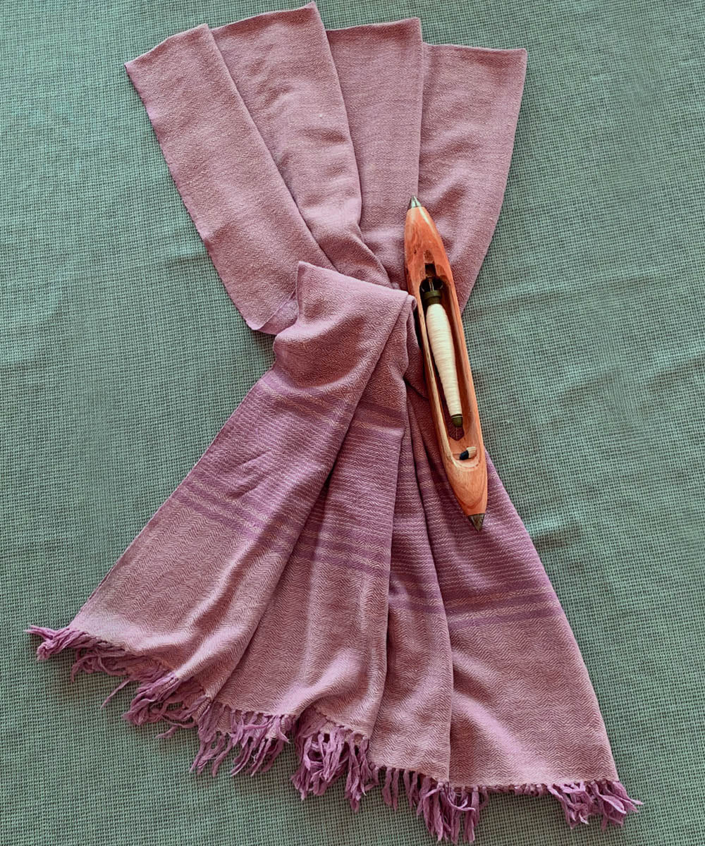 Pale mauve handwoven wool shawl