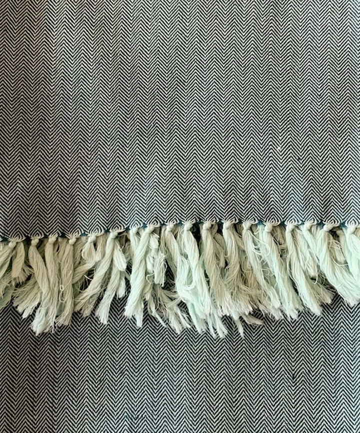 Green mint handwoven wool shawl