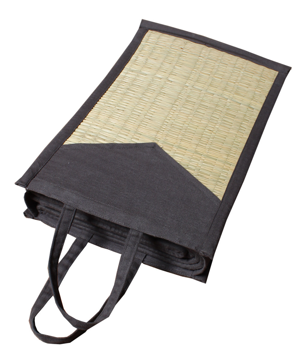 Beige brown handwoven sabai grass yoga mat