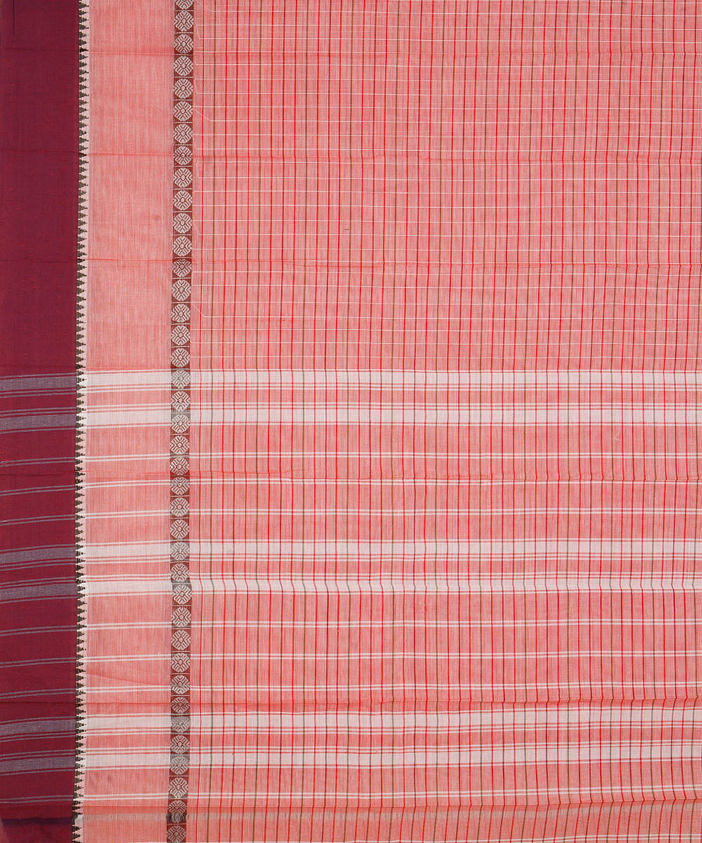 Light pink and maroon cotton handwoven narayanapet saree