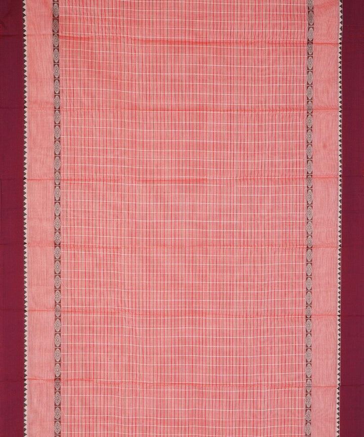 Light pink and maroon cotton handwoven narayanapet saree