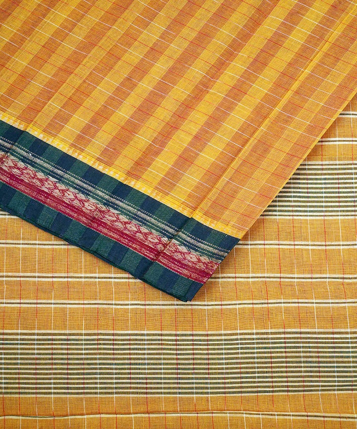 Orange stripes cotton handwoven narayanapet saree