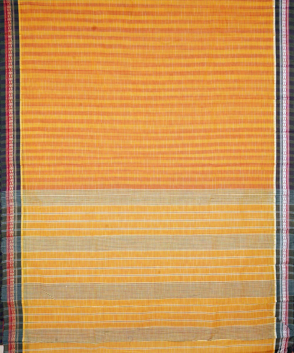 Orange stripes cotton handwoven narayanapet saree
