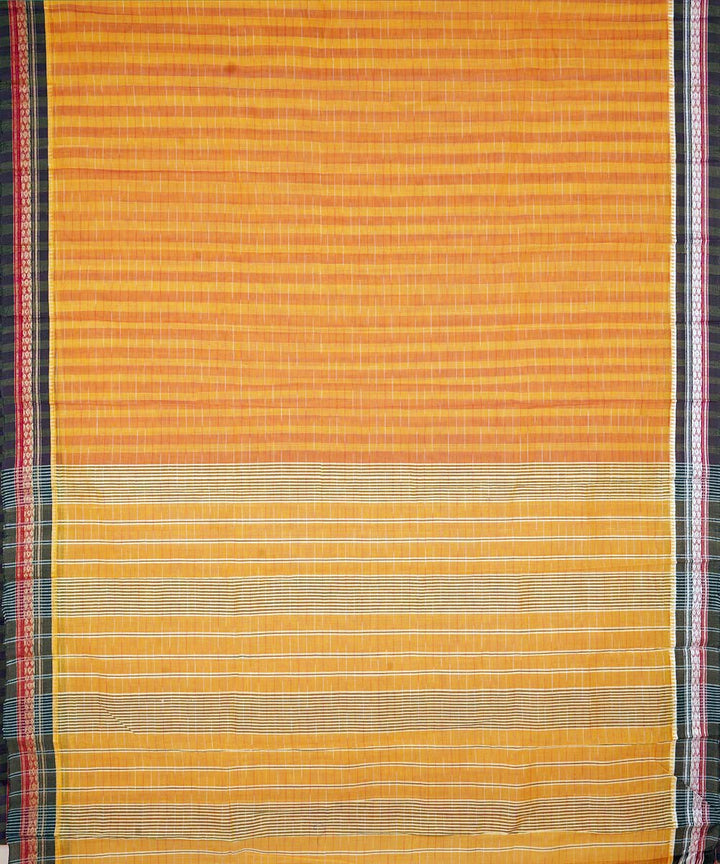 Orange stripes cotton handwoven narayanapet saree