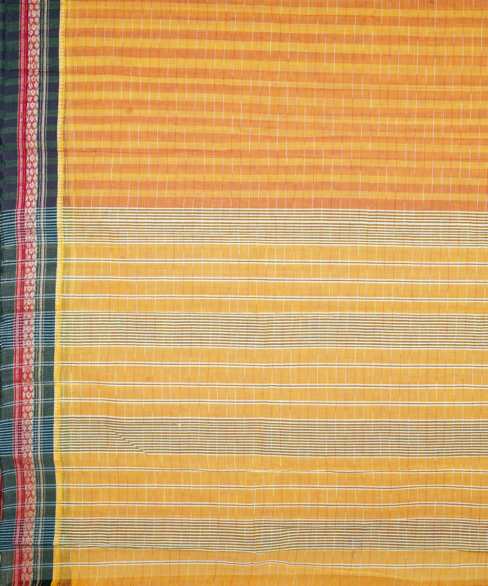 Orange stripes cotton handwoven narayanapet saree
