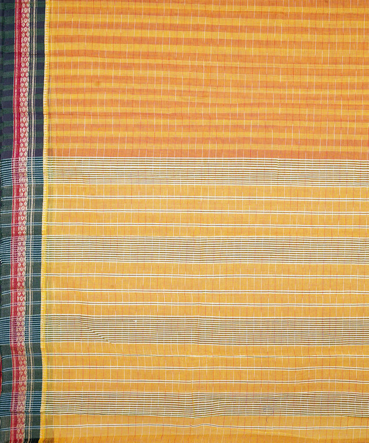Orange stripes cotton handwoven narayanapet saree
