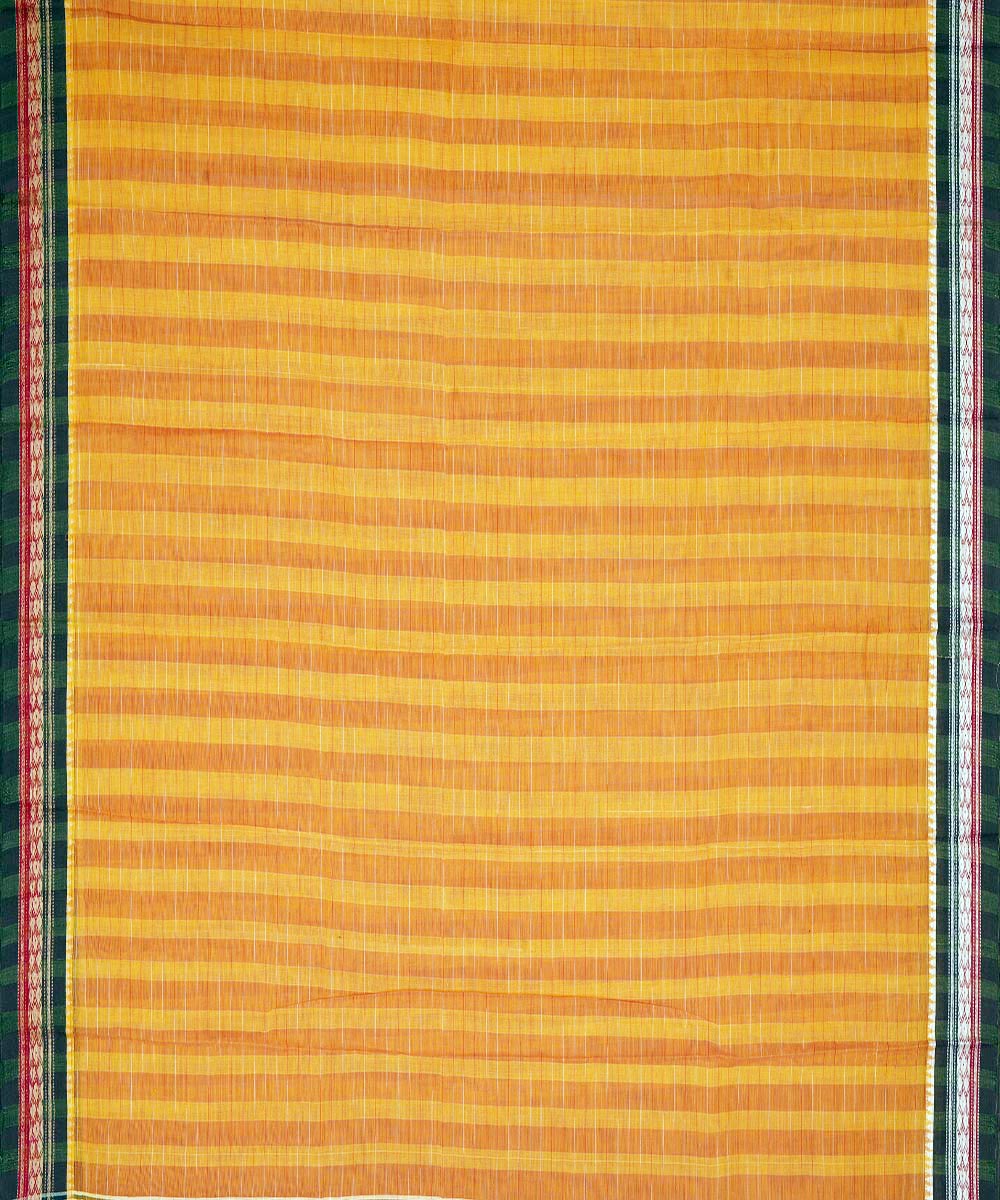 Orange stripes cotton handwoven narayanapet saree