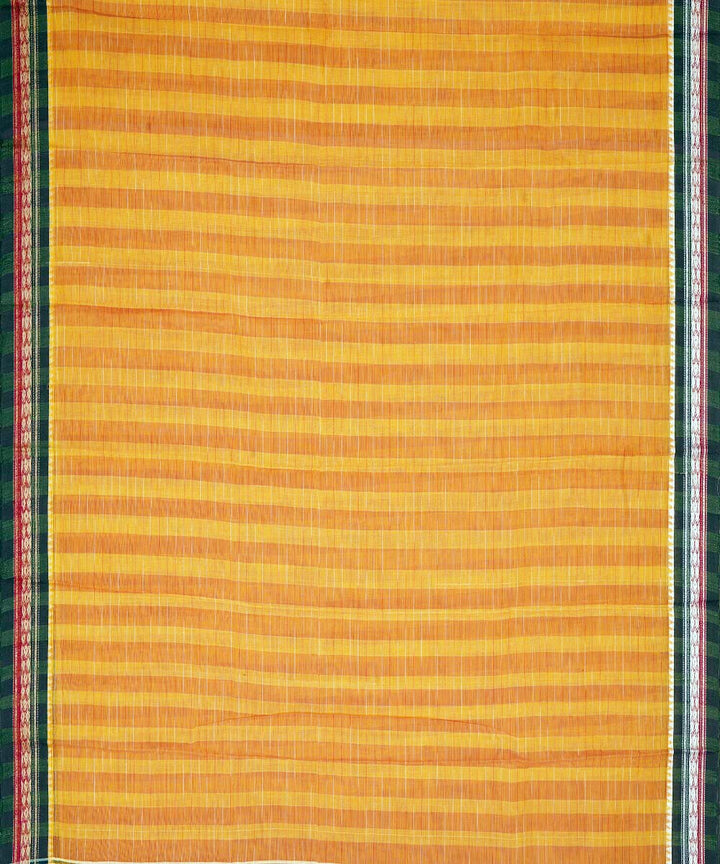 Orange stripes cotton handwoven narayanapet saree