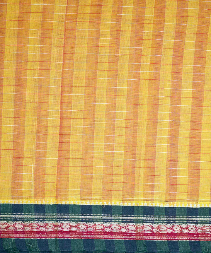 Orange stripes cotton handwoven narayanapet saree
