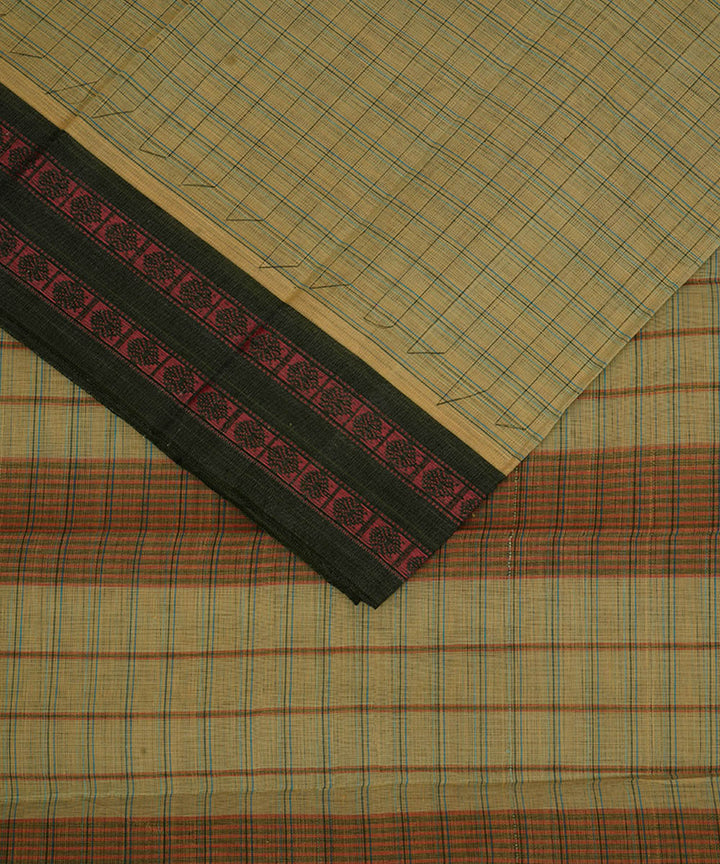 Light and dark green cotton handwoven narayanapet saree