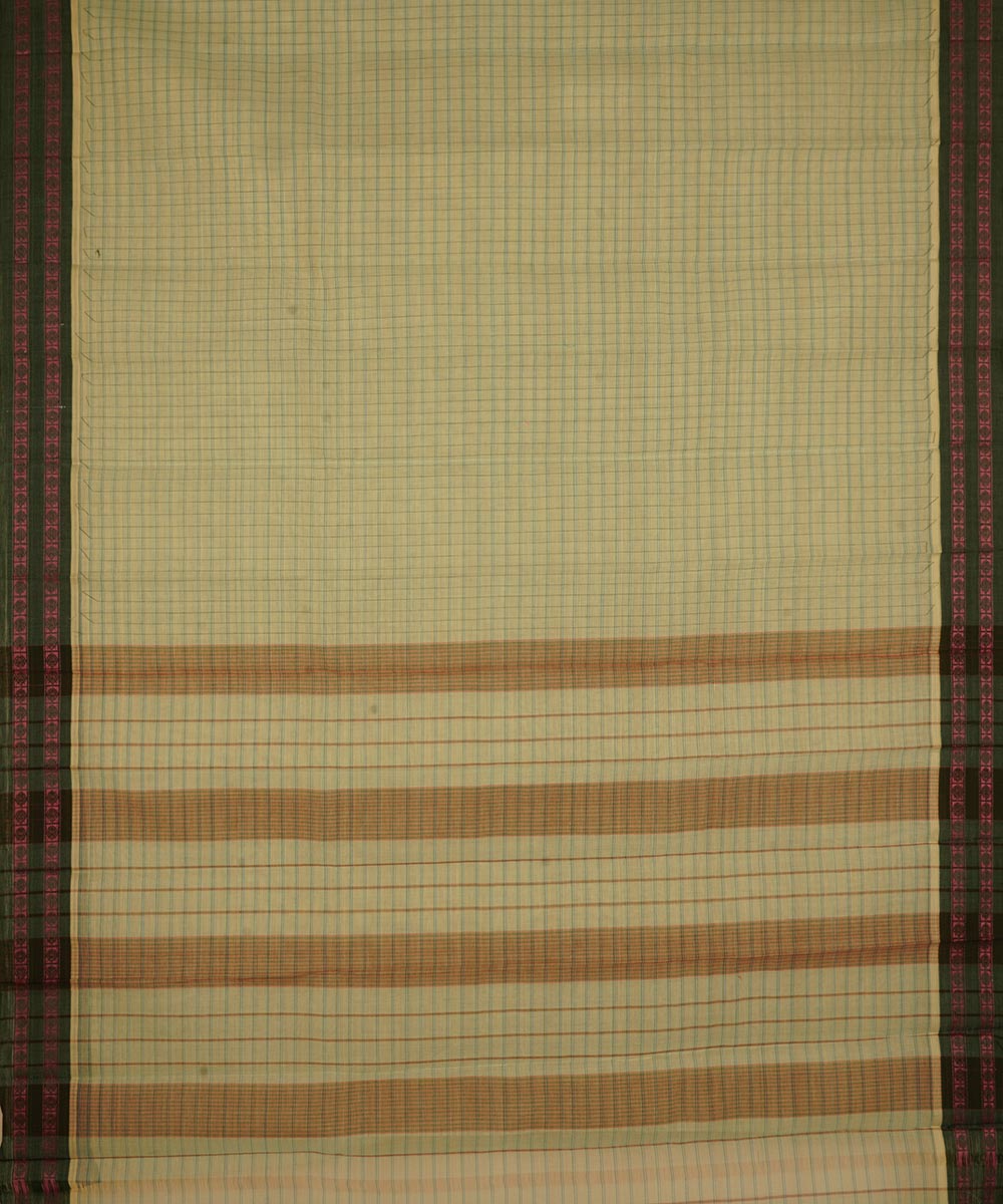 Light and dark green cotton handwoven narayanapet saree