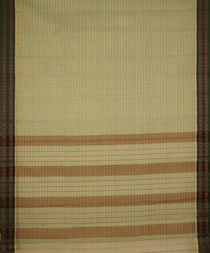 Light and dark green cotton handwoven narayanapet saree