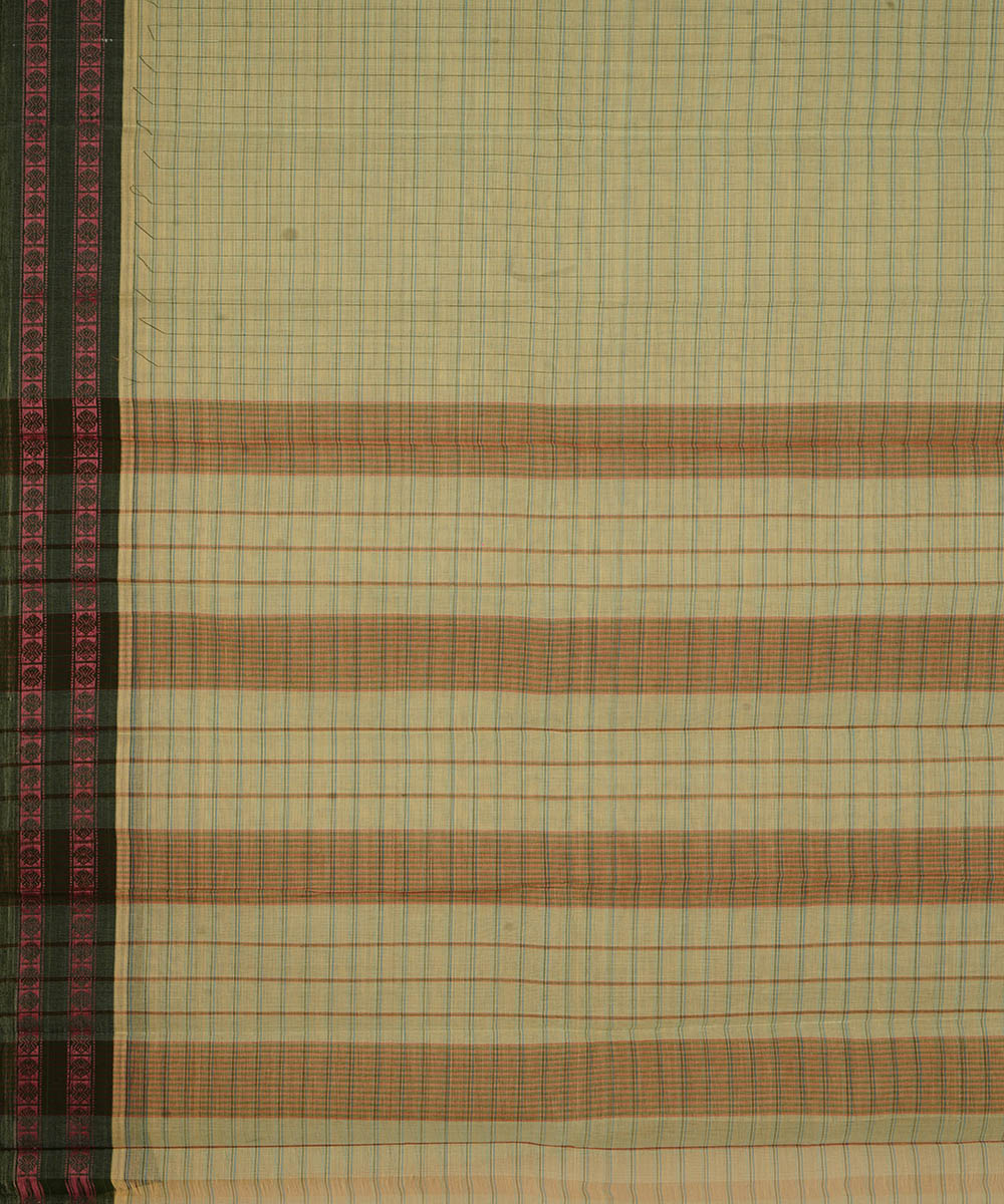 Light and dark green cotton handwoven narayanapet saree