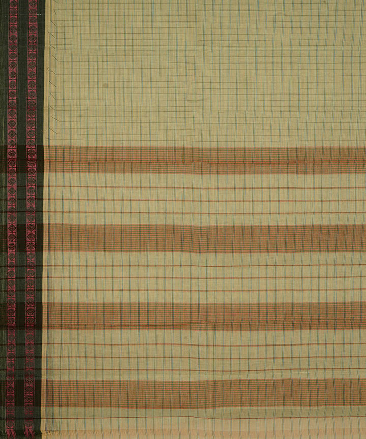 Light and dark green cotton handwoven narayanapet saree