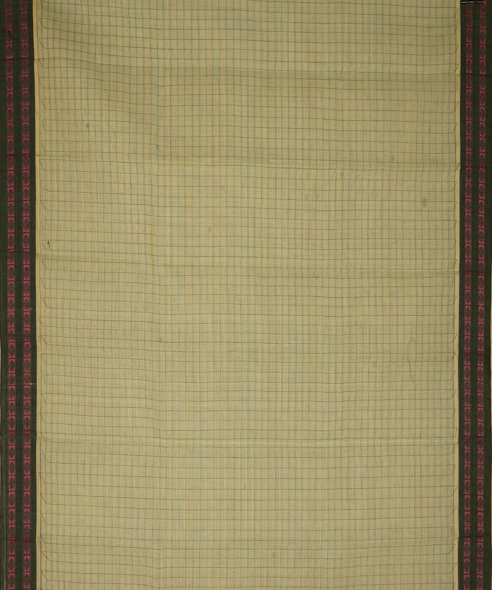 Light and dark green cotton handwoven narayanapet saree
