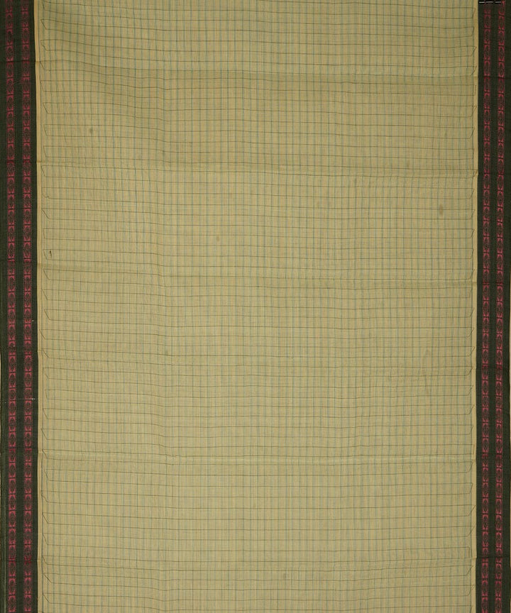 Light and dark green cotton handwoven narayanapet saree