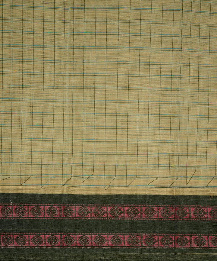 Light and dark green cotton handwoven narayanapet saree