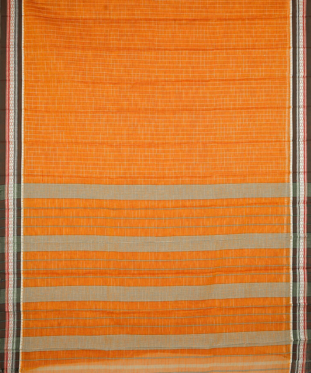Orange cotton handwoven narayanapet saree
