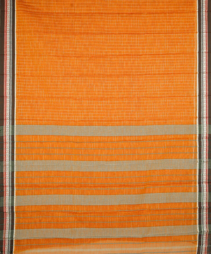 Orange cotton handwoven narayanapet saree