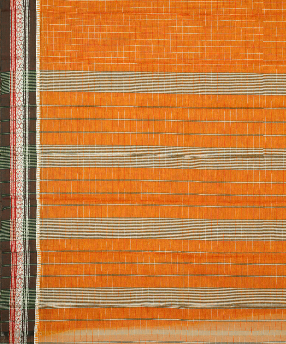 Orange cotton handwoven narayanapet saree