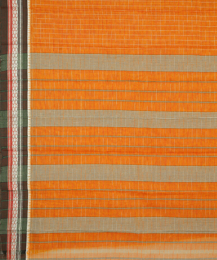Orange cotton handwoven narayanapet saree