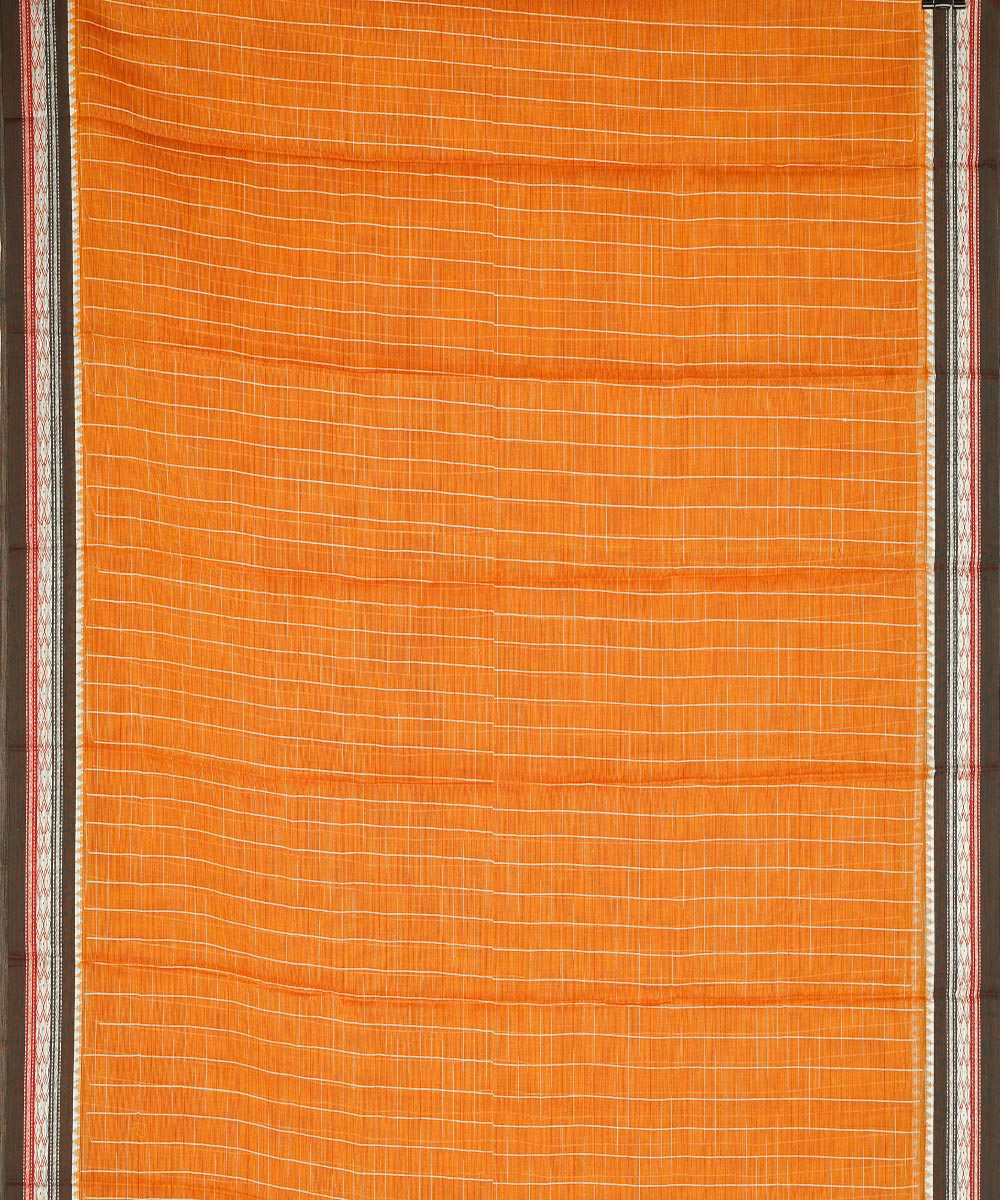 Orange cotton handwoven narayanapet saree