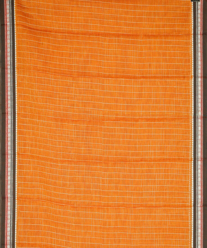 Orange cotton handwoven narayanapet saree