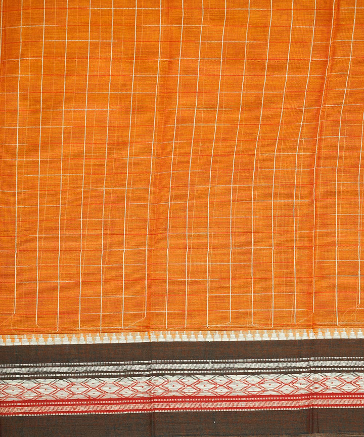 Orange cotton handwoven narayanapet saree