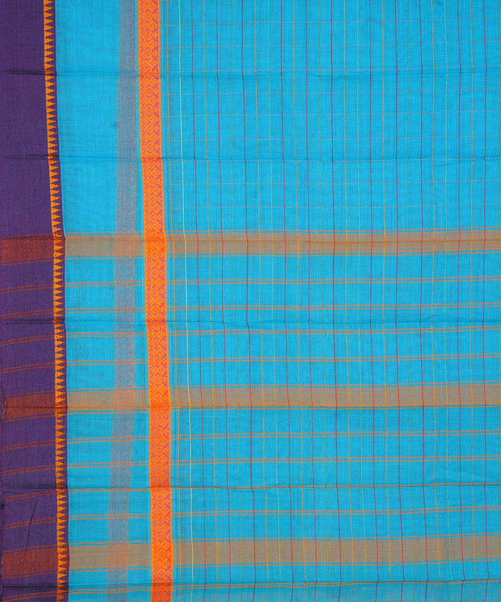 Sky blue purple cotton handwoven narayanapet saree