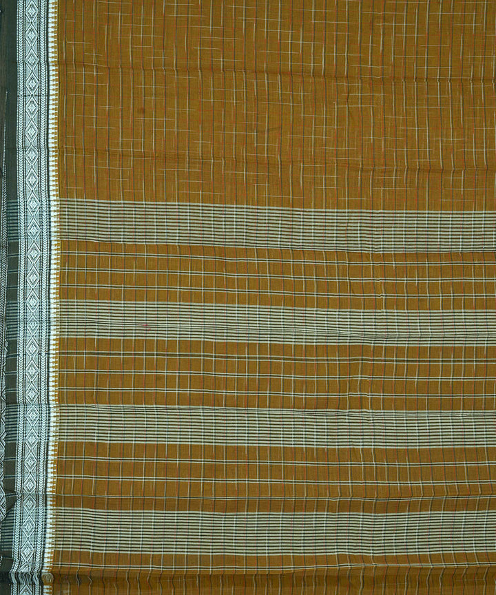 Brown blue cotton handwoven narayanapet saree