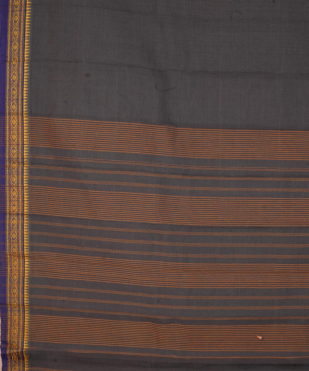 Ash grey cotton handwoven narayanapet saree