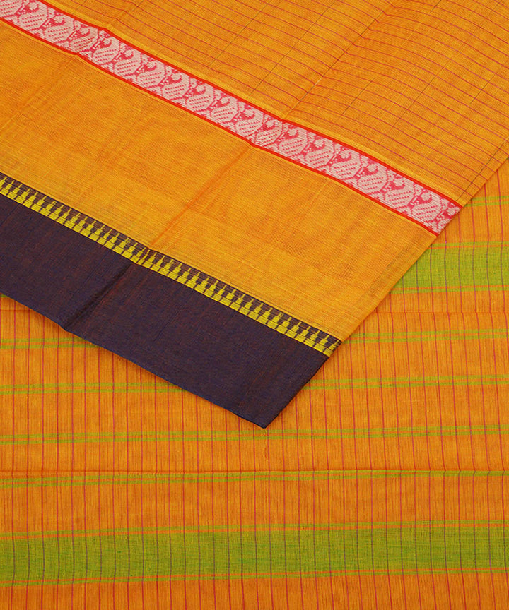 Yellow cotton handwoven narayanapet saree