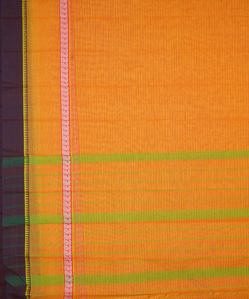 Yellow cotton handwoven narayanapet saree