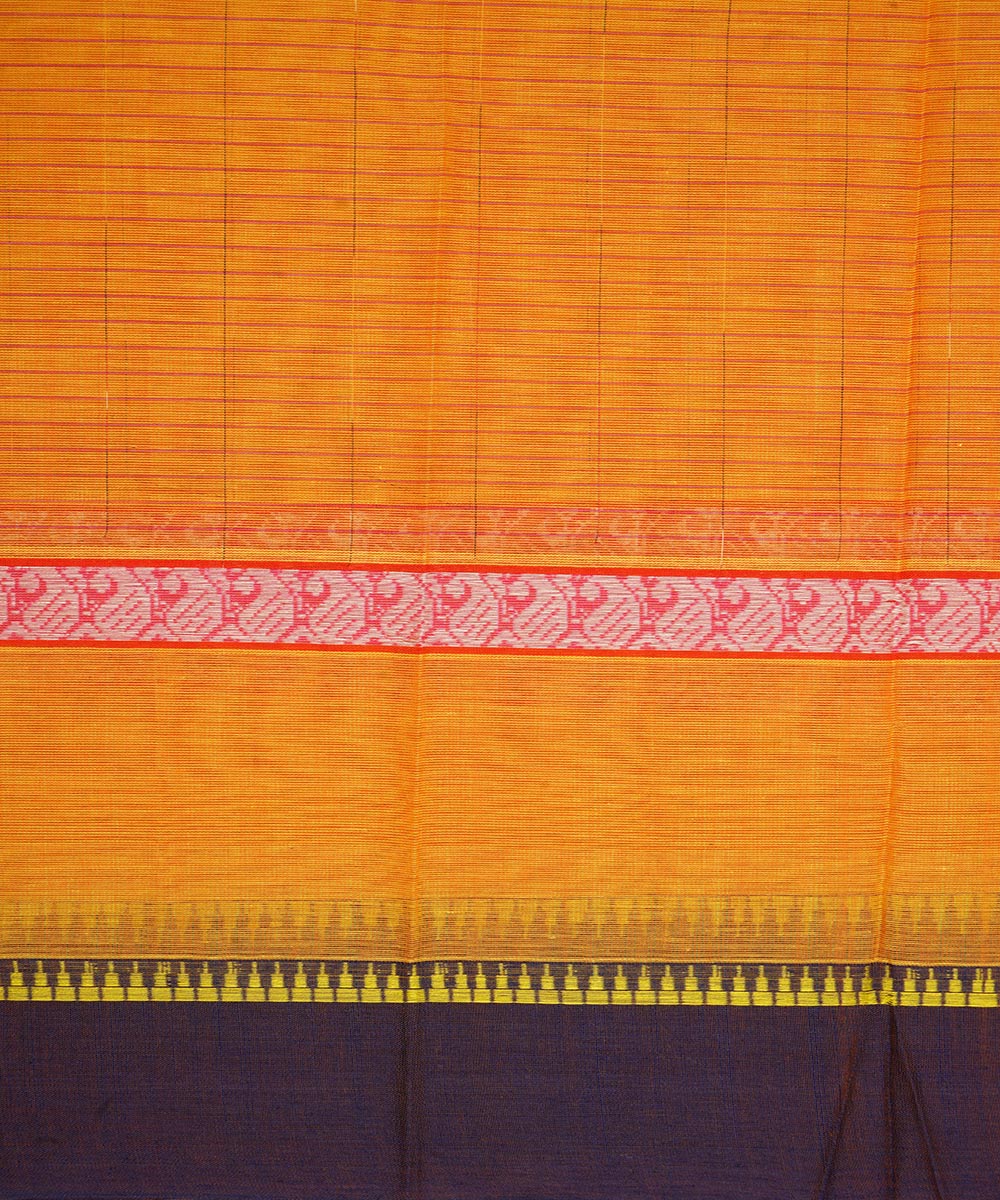 Yellow cotton handwoven narayanapet saree