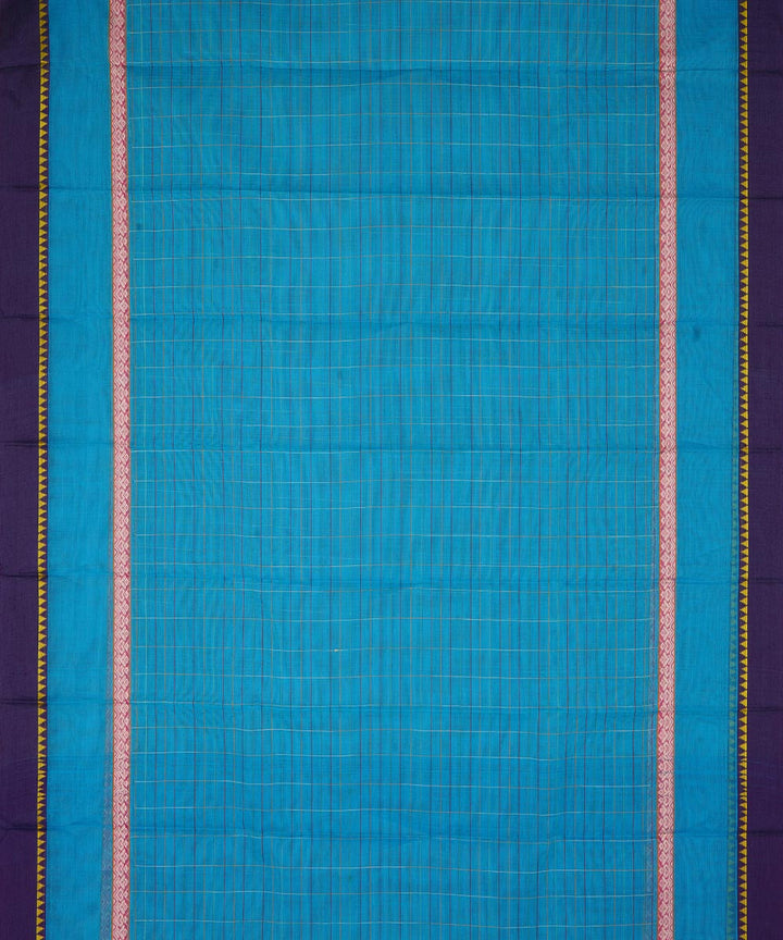 Sky blue and dark blue cotton handwoven narayanapet saree